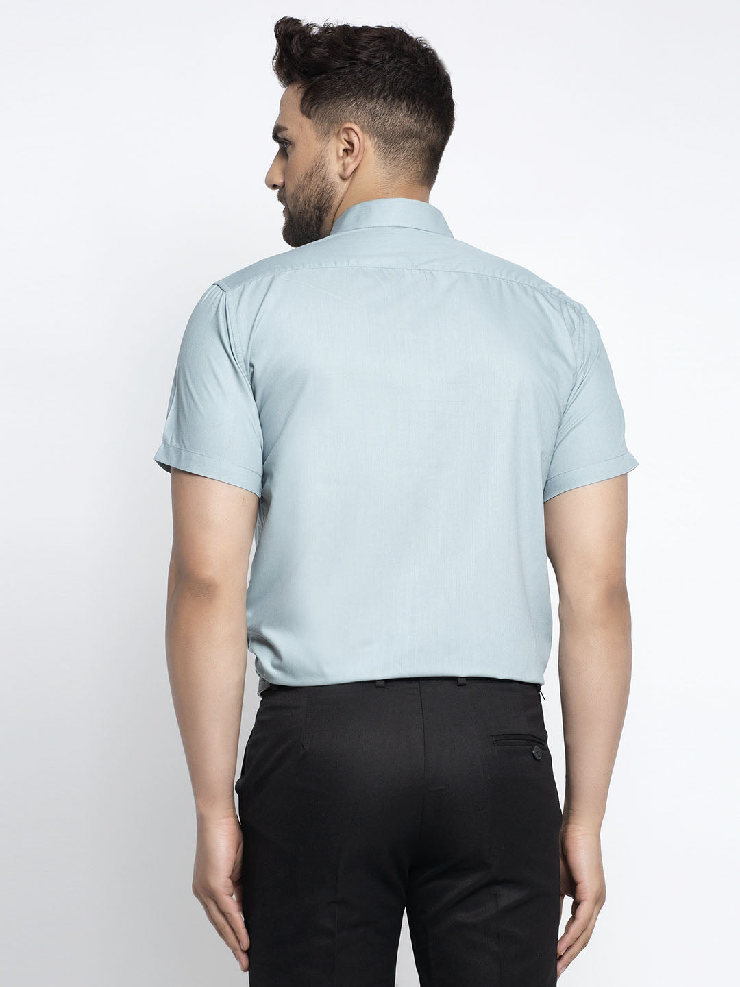 Jainish Green Men's Cotton Half Sleeves Solid Formal Shirts ( SF 754Sea-Green ) | Swadesiicart