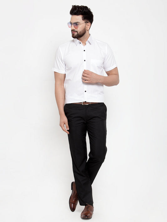 Jainish White Men's Cotton Half Sleeves Solid Formal Shirts ( SF 754White ) | Swadesiicart