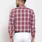 Jainish Red Men's Cotton Checked Formal Shirt | Swadesiicart