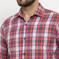 Jainish Red Men's Cotton Checked Formal Shirt | Swadesiicart