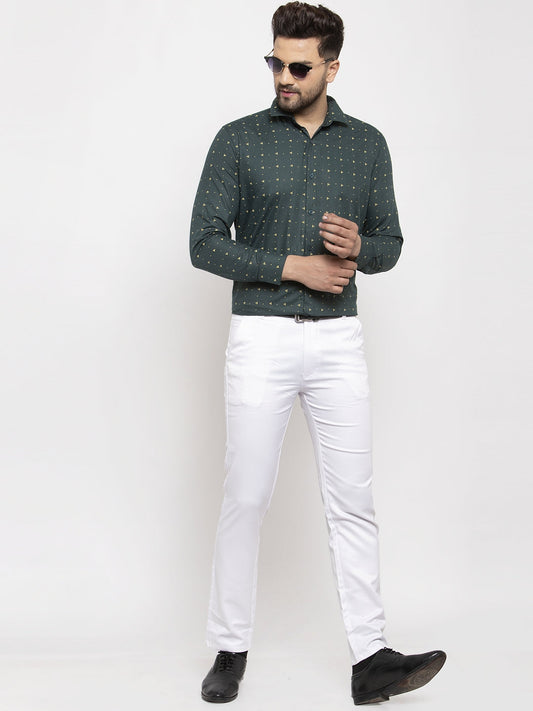 Jainish Green Men's Cotton Printed Formal Shirt's ( SF 766Green ) | Swadesiicart