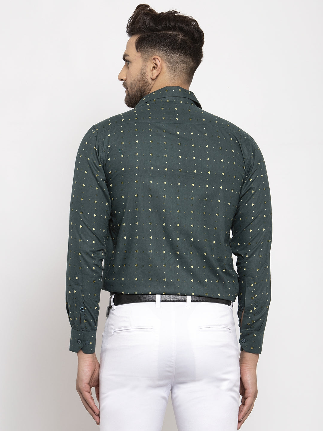 Jainish Green Men's Cotton Printed Formal Shirt's ( SF 766Green ) | Swadesiicart