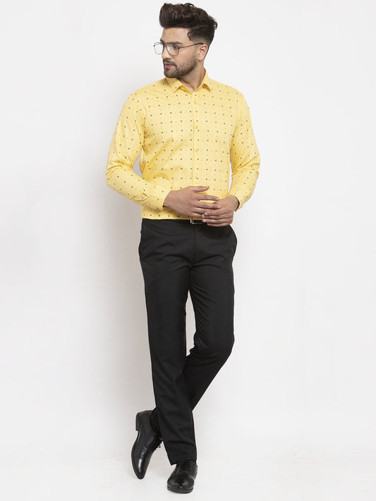 Jainish Yellow Men's Cotton Printed Formal Shirt's ( SF 766Yellow ) | Swadesiicart