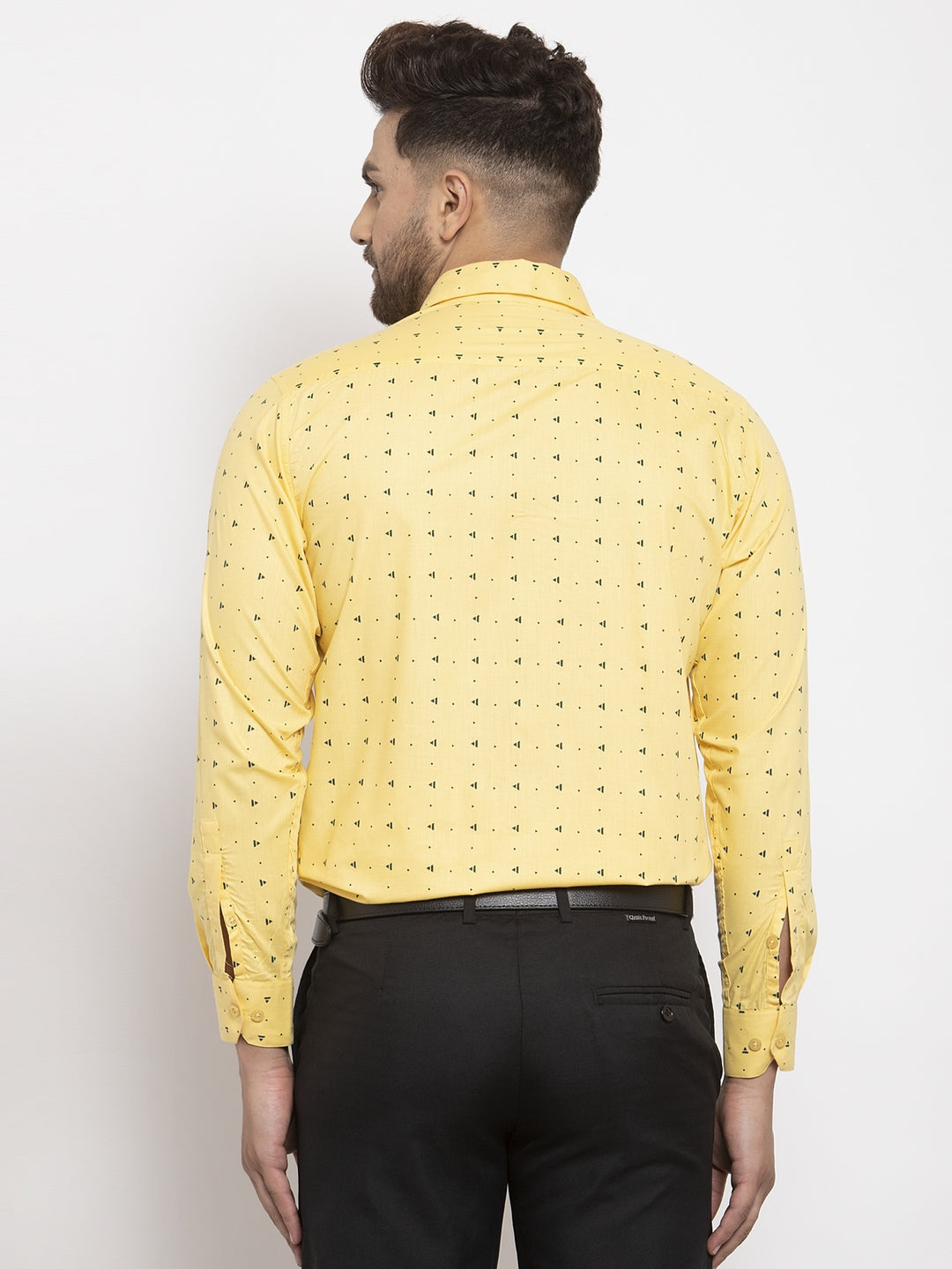 Jainish Yellow Men's Cotton Printed Formal Shirt's ( SF 766Yellow ) | Swadesiicart