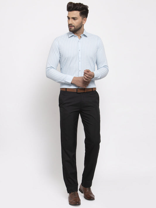 Jainish Blue Men's Cotton Striped Formal Shirt's ( SF 770Sky ) | Swadesiicart