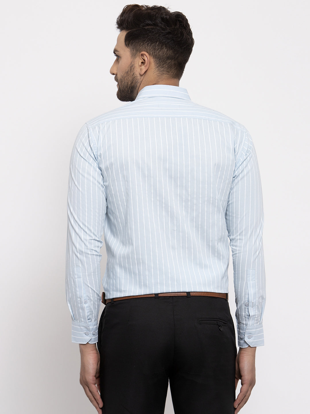 Jainish Blue Men's Cotton Striped Formal Shirt's ( SF 770Sky ) | Swadesiicart
