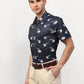 Jainish Navy Blue Men's Printed Lycra Half Sleevess Formal Shirts ( SF 778Navy ) | Swadesiicart