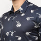 Jainish Navy Blue Men's Printed Lycra Half Sleevess Formal Shirts ( SF 778Navy ) | Swadesiicart
