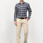 Jainish Navy Blue Men's Checked Formal Shirts ( SF 779Navy ) | Swadesiicart