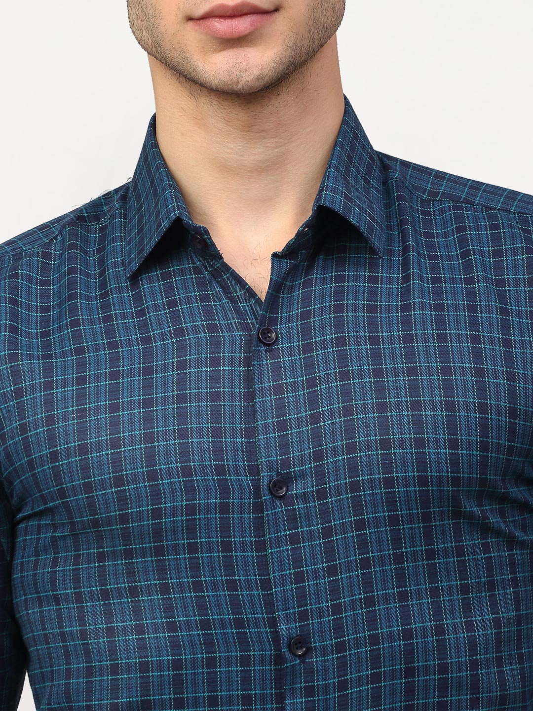 Jainish Blue Men's Checked Formal Shirts ( SF 780Blue ) | Swadesiicart