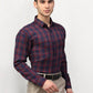 Jainish Red Men's Checked Formal Shirts ( SF 781Red-Blue ) | Swadesiicart
