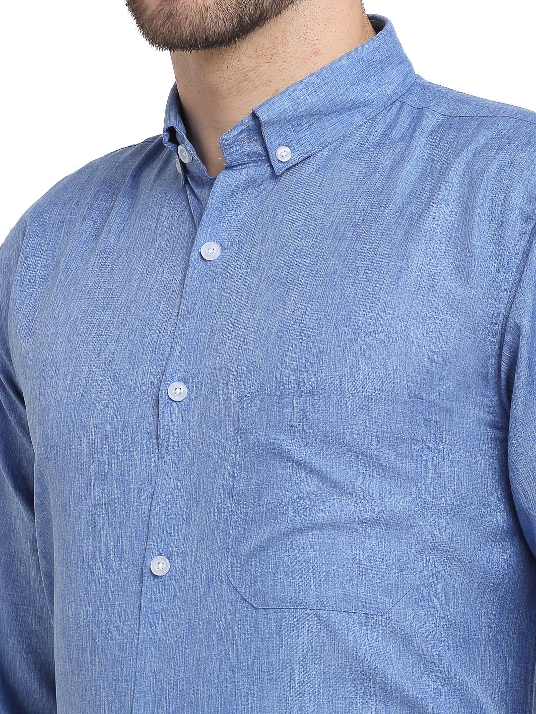 Jainish Blue Men's Button Down Collar Cotton Formal Shirt ( SF 785Light-Blue ) | Swadesiicart