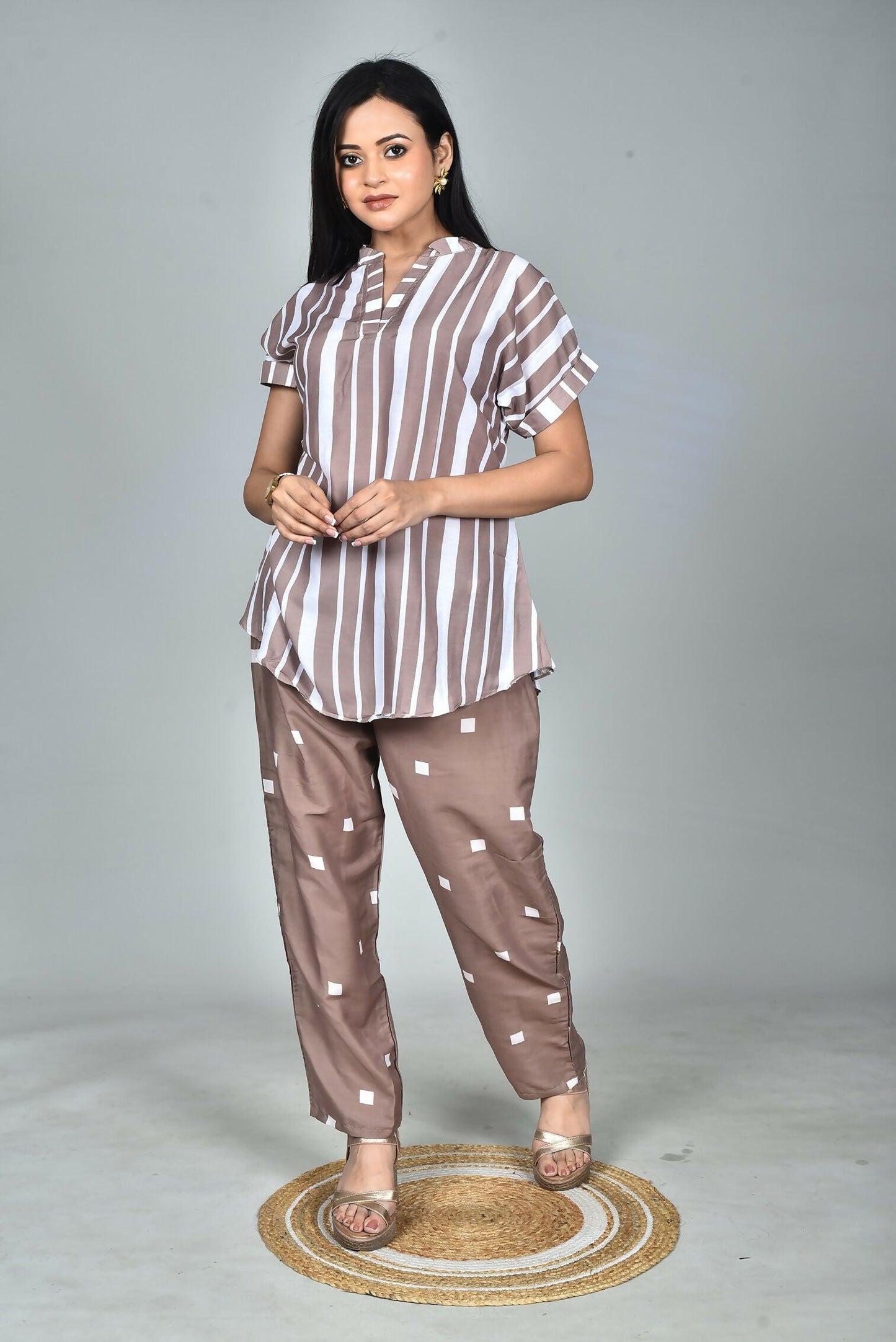 Morchari Digital Print Semi Muslin Co-Ord Set Top & Trouser-Multicolor - Swadesiicart