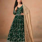 Anaita Dark Green Faux Georgette Jacquard Embroidered Work Anarkali Suit