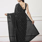 Black Georgette Sequance,Thread Embroidery Work Saree with Unstitched Blouse - Vandini