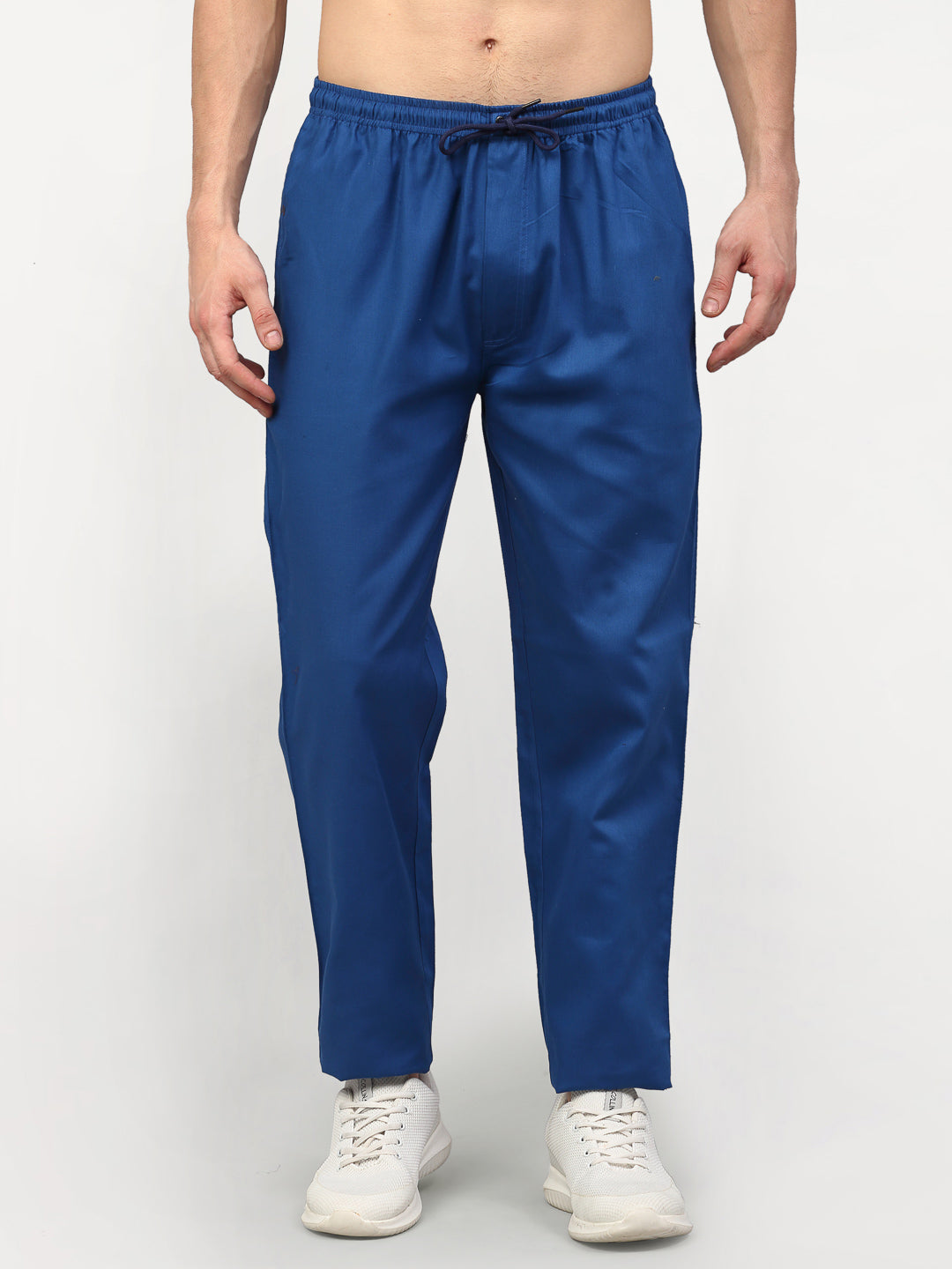 Jainish Men's Cotton Solid Track Pants - Blue - Swadesiicart