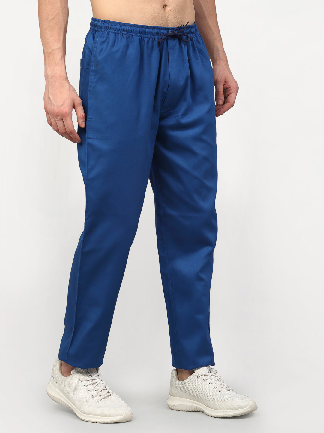 Jainish Men's Cotton Solid Track Pants - Blue - Swadesiicart
