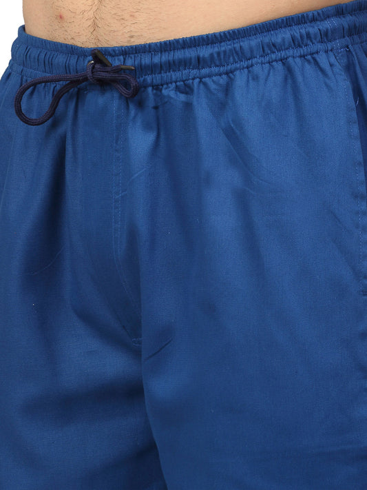 Jainish Men's Cotton Solid Track Pants - Blue - Swadesiicart