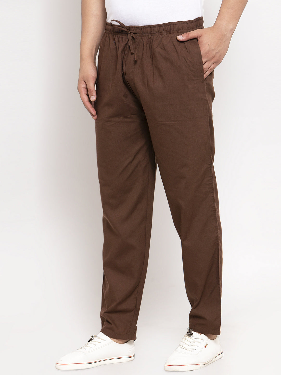 Jainish Men's Brown Solid Cotton Track Pants ( JOG 011Coffee ) - Swadesiicart