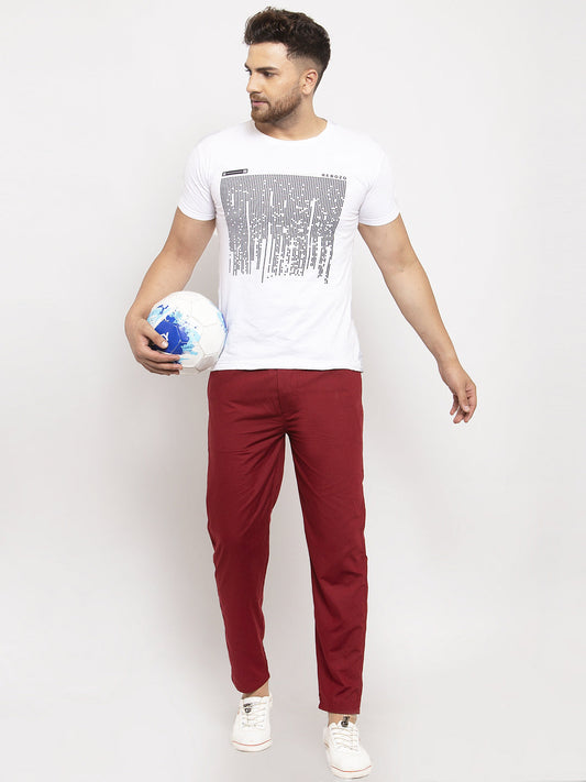 Jainish Men's Maroon Solid Cotton Track Pants ( JOG 011Maroon ) - Swadesiicart