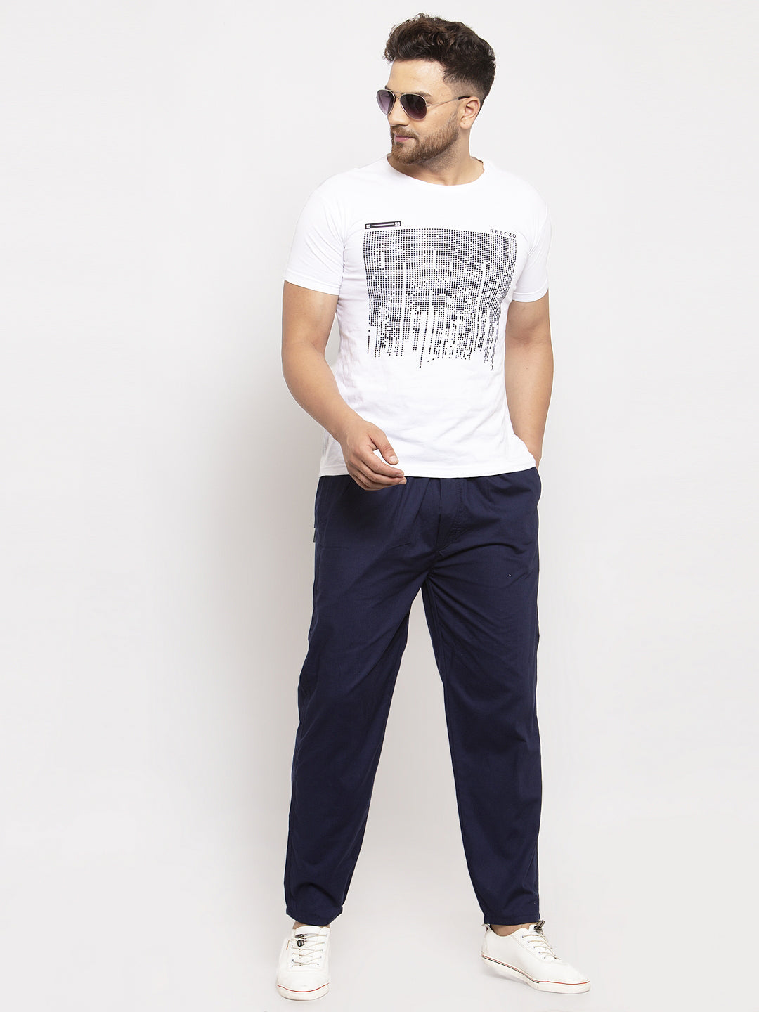 Jainish Men's Navy Blue Solid Cotton Track Pants ( JOG 011Navy ) - Swadesiicart
