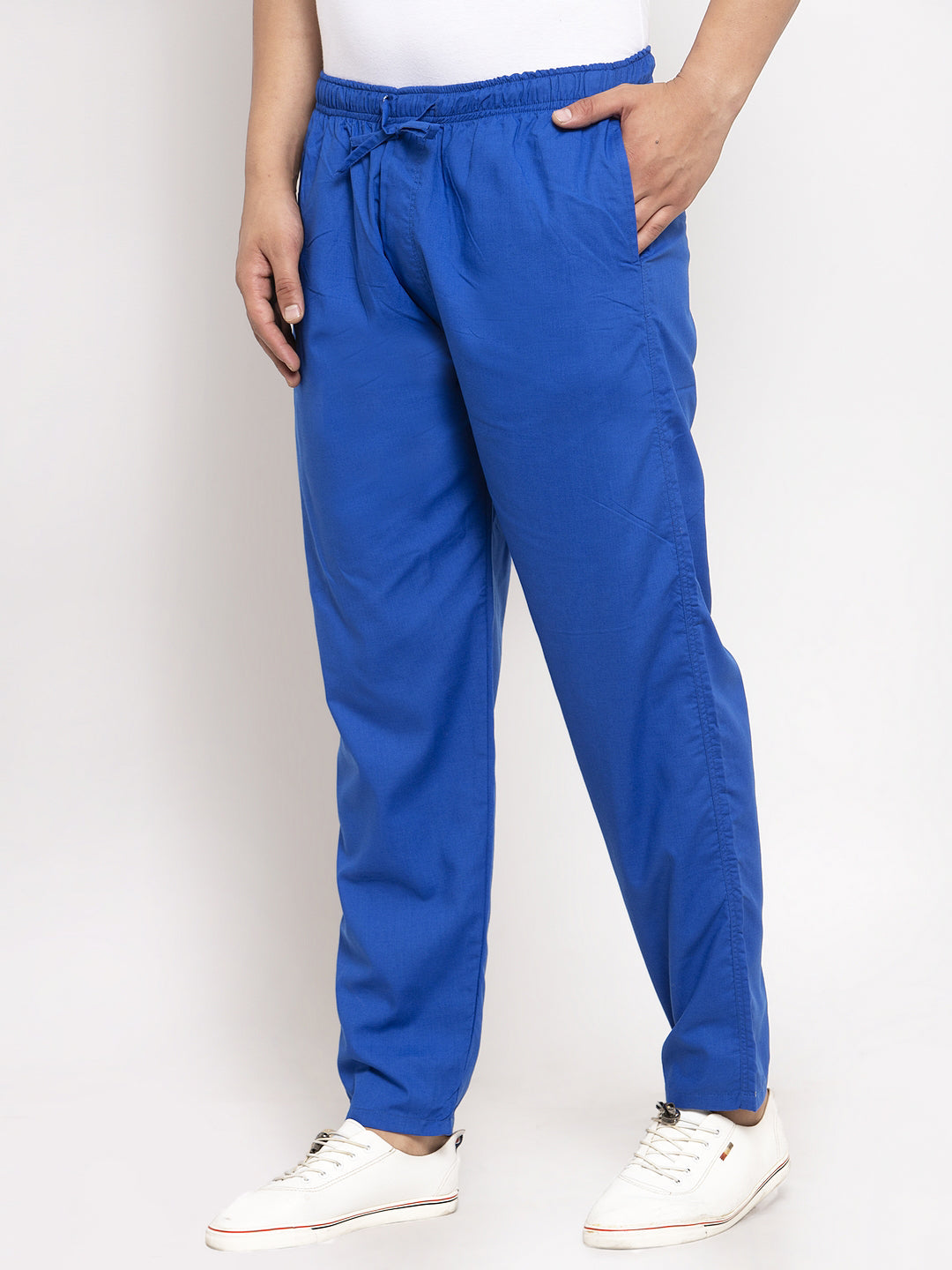 Jainish Men's Blue Solid Cotton Track Pants ( JOG 011Royal-Blue ) - Swadesiicart