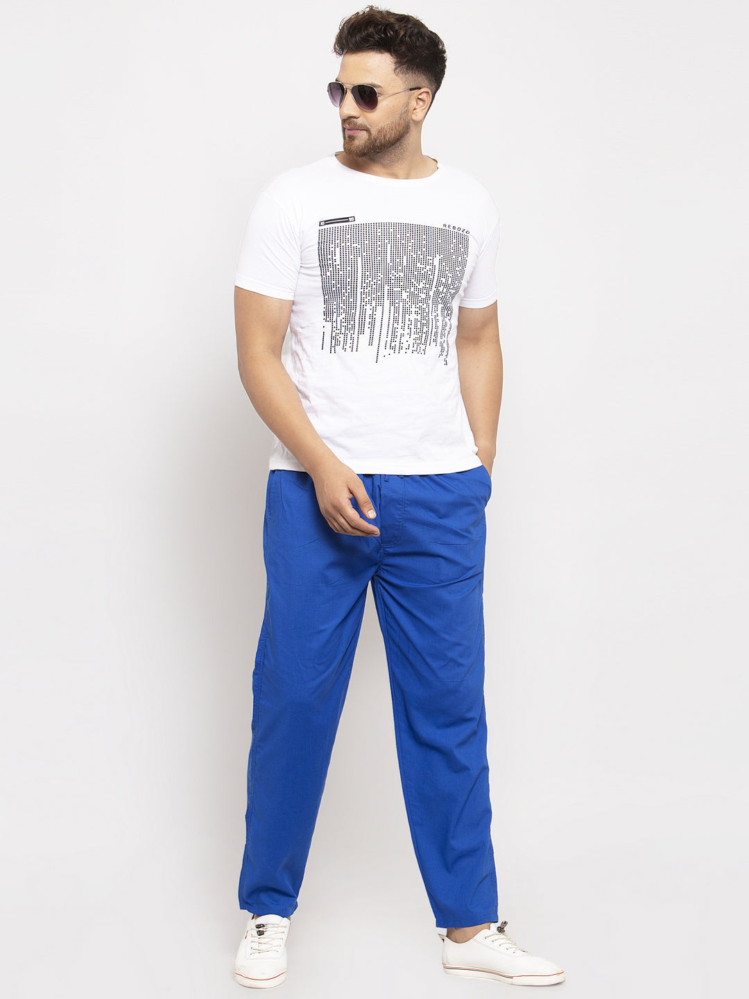 Jainish Men's Blue Solid Cotton Track Pants ( JOG 011Royal-Blue ) - Swadesiicart
