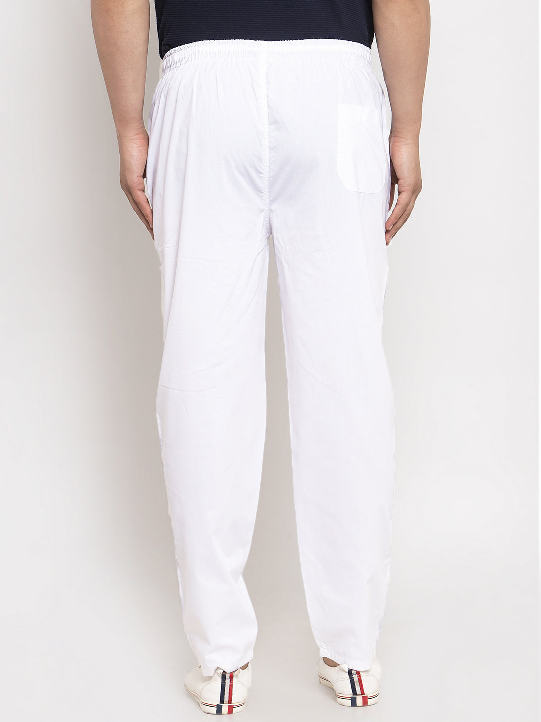 Jainish Men's White Solid Cotton Track Pants ( JOG 011White ) - Swadesiicart