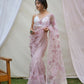 Vamsee Ishaq Baby Pink Organza Saree - Swadesiicart