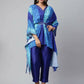 Ahalyaa Women Royal Blue Crepe Digital Printed Kaftan Kurta | Swadesiicart