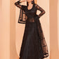 Myra Black Butterfly Net Embroidery Anarkali | Swadesiicart