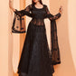 Myra Black Butterfly Net Embroidery Anarkali | Swadesiicart