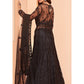 Myra Black Butterfly Net Embroidery Anarkali | Swadesiicart