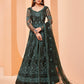 Myra Dark Green Butterfly Net Embroidery Anarkali | Swadesiicart