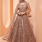 Myra Brown Butterfly Net Embroidery Anarkali | Swadesiicart