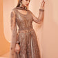Myra Brown Butterfly Net Embroidery Anarkali | Swadesiicart