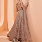 Myra Brown Butterfly Net Embroidery Anarkali | Swadesiicart