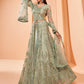 Myra Pista Green Butterfly Net Embroidery Anarkali | Swadesiicart