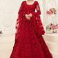 Vegaa Fashion Red Net Embroidered Stonework Wedding Lehenga - Swadesiicart