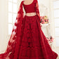 Vegaa Fashion Red Net Embroidered Stonework Wedding Lehenga - Swadesiicart