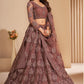 Vegaa Fashion Brown Net Embroidery Designer Lehenga Choli - Swadesiicart
