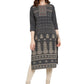 Ahalyaa Women Grey Printed Straight Kurta | Swadesiicart