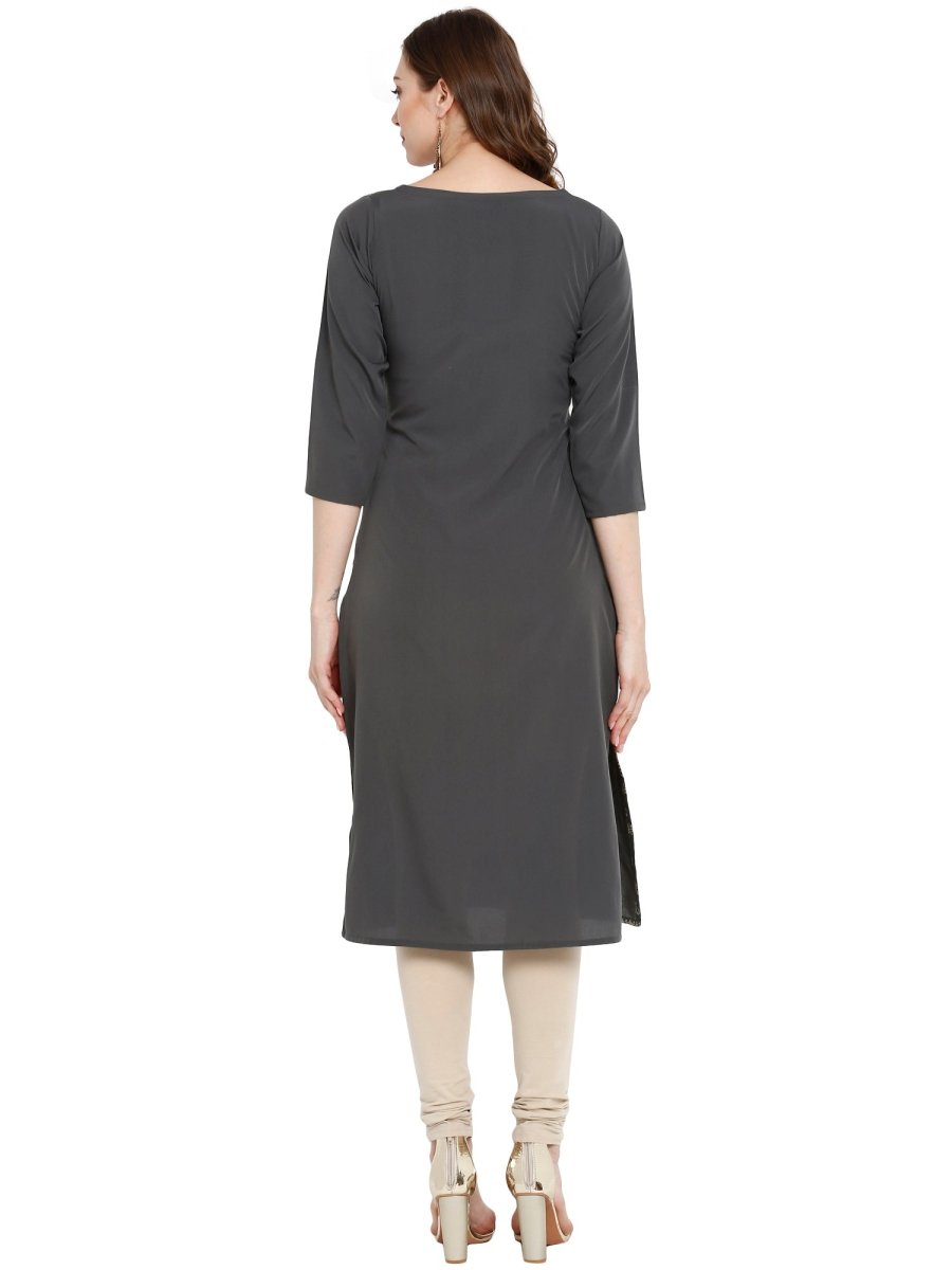Ahalyaa Women Grey Printed Straight Kurta | Swadesiicart