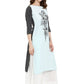 Ahalyaa Women Blue & Black Printed Straight Kurta | Swadesiicart