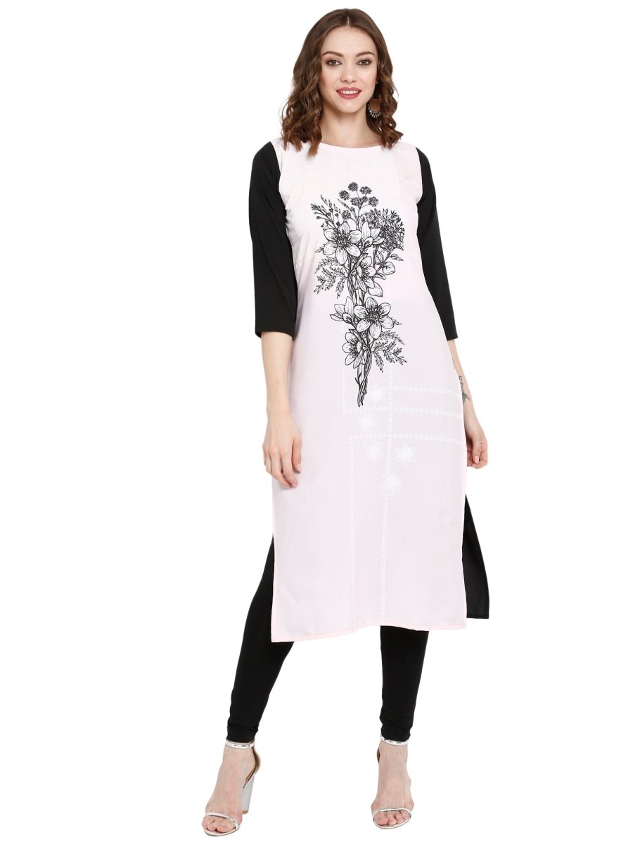 Ahalyaa Women Pink Printed Straight Kurta | Swadesiicart