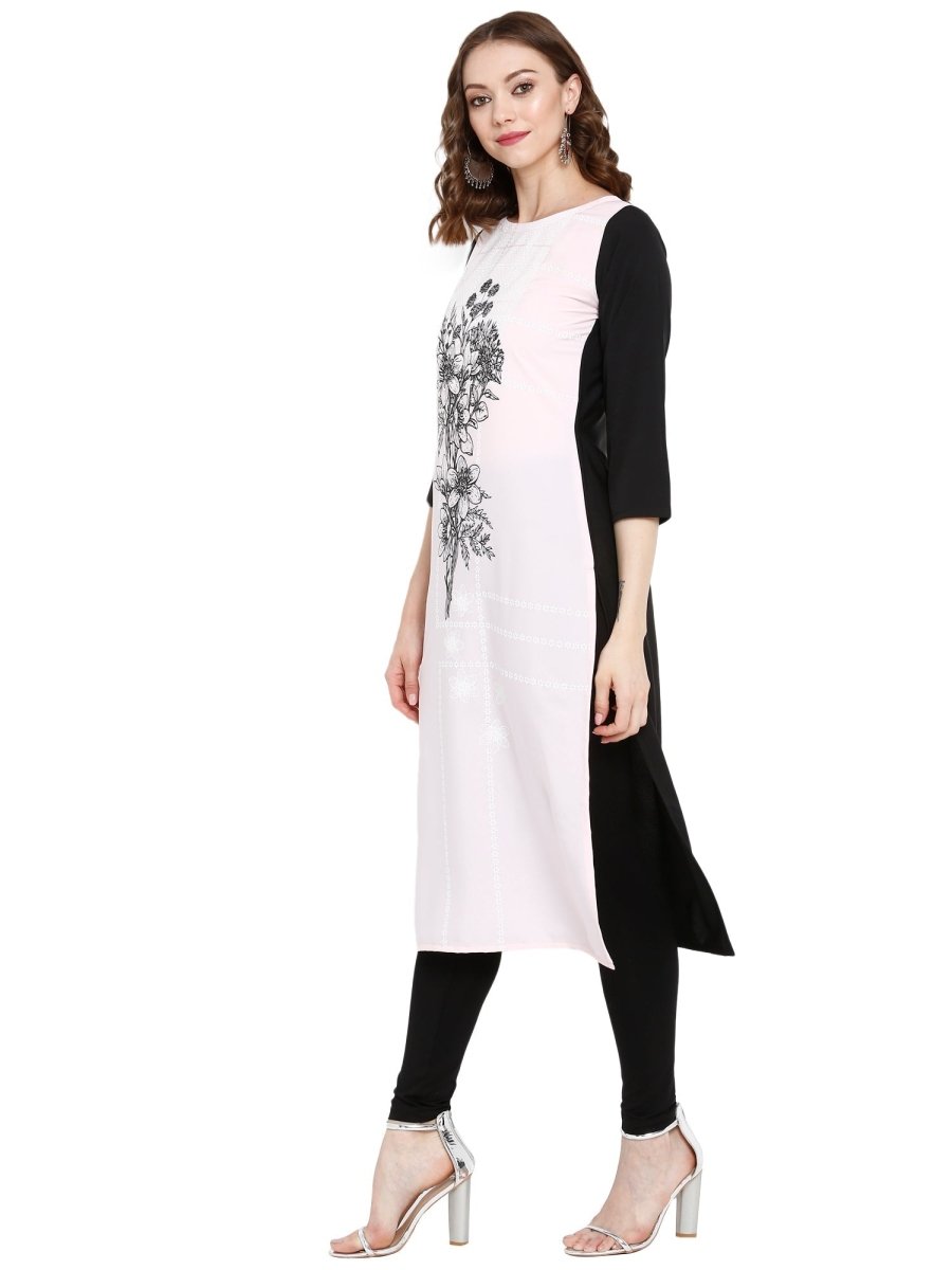 Ahalyaa Women Pink Printed Straight Kurta | Swadesiicart