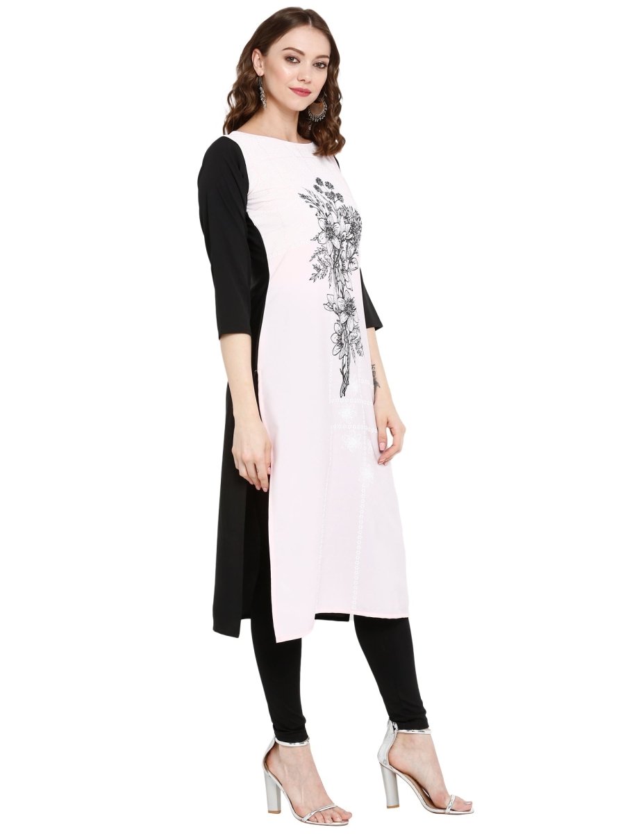 Ahalyaa Women Pink Printed Straight Kurta | Swadesiicart