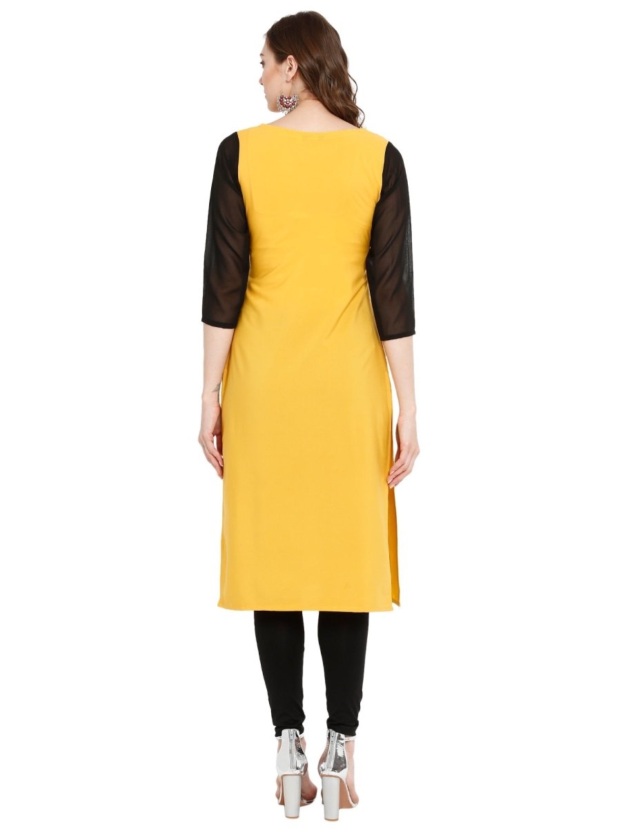 Ahalyaa Women Yellow Printed Straight Kurta | Swadesiicart