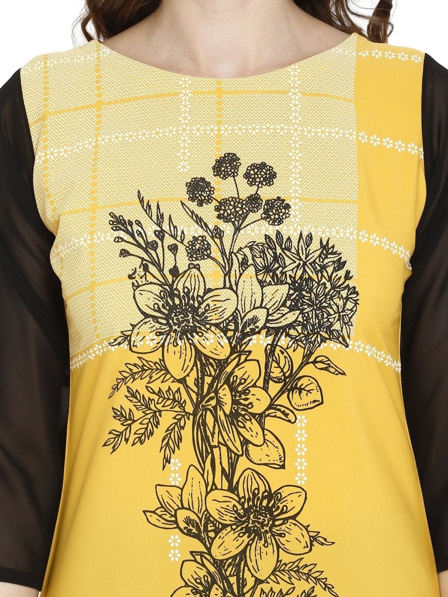 Ahalyaa Women Yellow Printed Straight Kurta | Swadesiicart