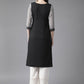 Ahalyaa Women's Black Straight Kurta | Swadesiicart